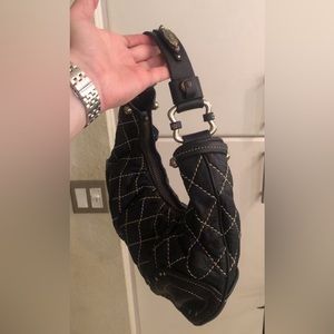 JUICY COUTURE RARE Y2K 2000s Black Quilted Leather Hobo Shoulder Baguette Bag